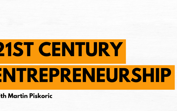 White background with text highlighted in orange. Text says "21st Century Entrepreneurship"